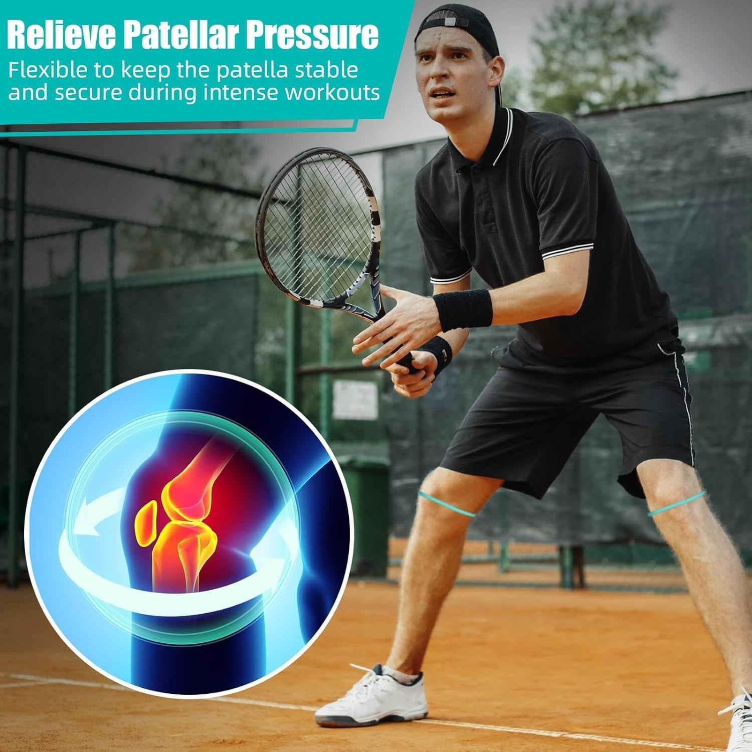 Light Blue Silicone Patella Knee Band – Active Support for Basketball & Running