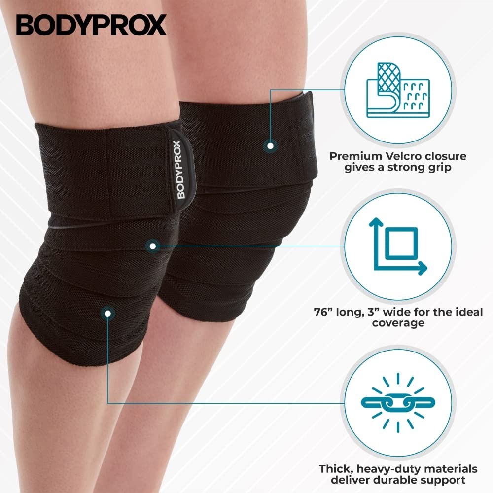 Durable Knee Wraps 2 Pack for Heavy Lifting – Compression & Injury Prevention