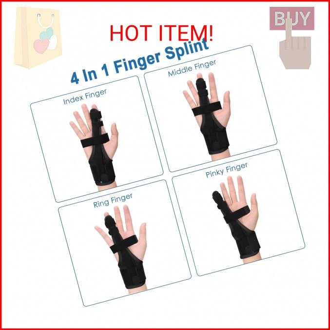 PKSTONE Full Trigger Finger Splint – Hand and Wrist Brace Support for Sprains, P