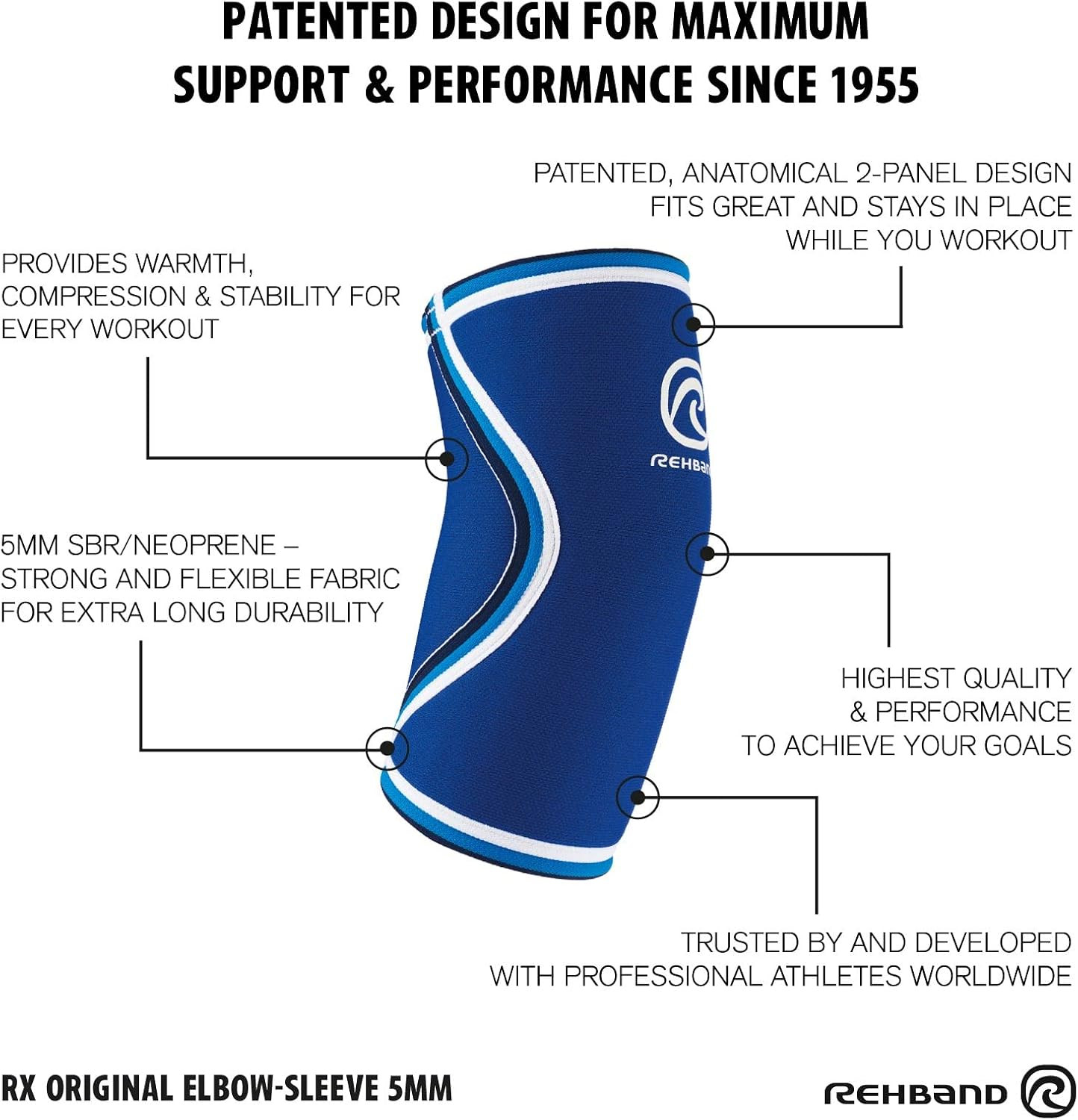 Original Elbow Sleeve 5Mm, Neoprene Compression Support for Warmth, Stability &