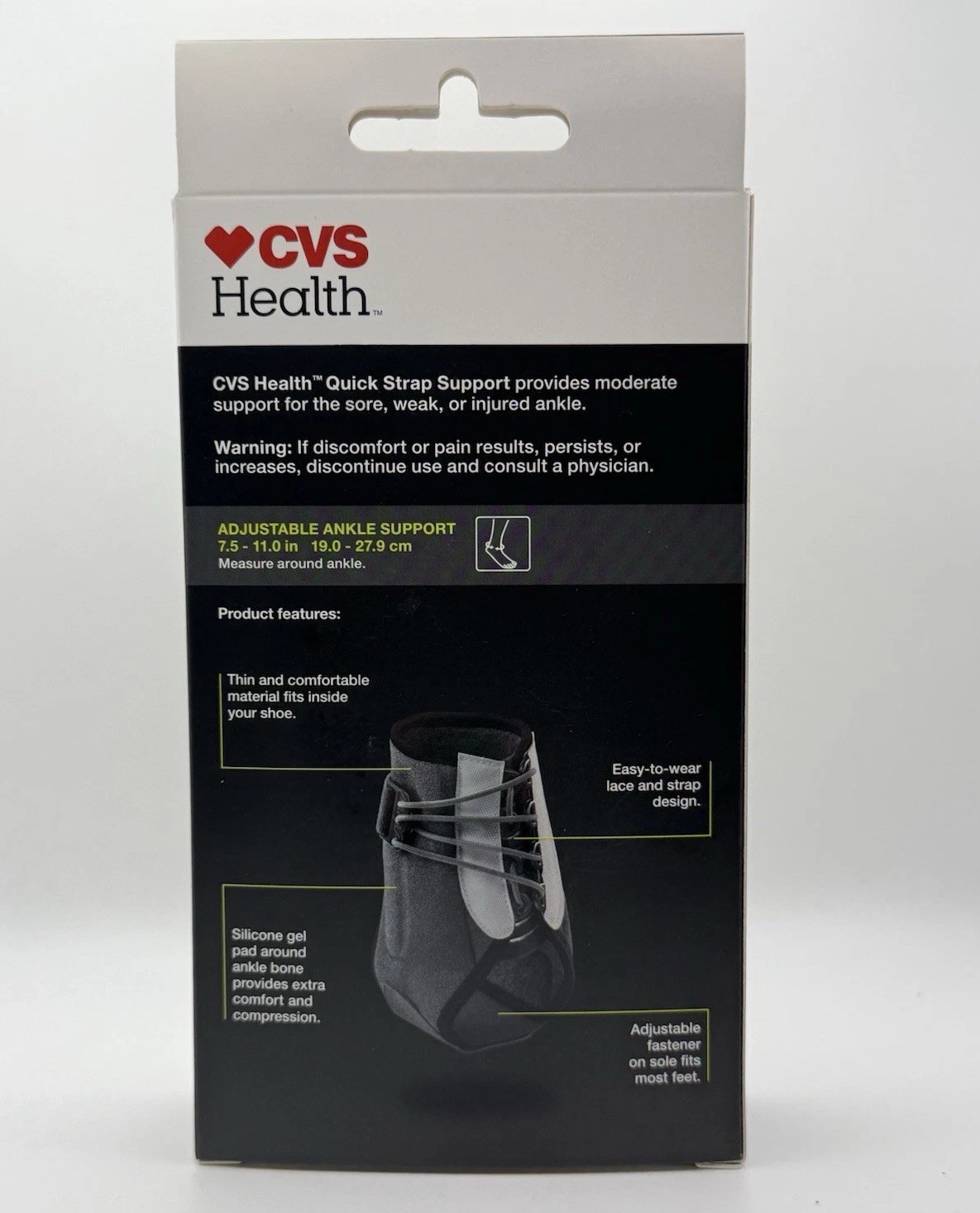 CVS Health Moderate Support Ankle Quick Strap Support One Size New Brace Wrap