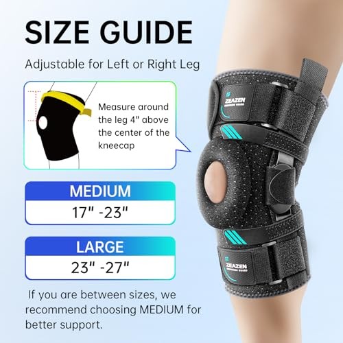 Hinged Knee Brace with Dual Hinges & Patella Compression Pads – Strong Large