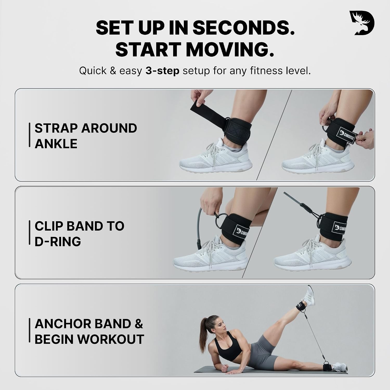 Ankle Strap for Cable Machine – One Size Fit with Padding, Workout Kickback …