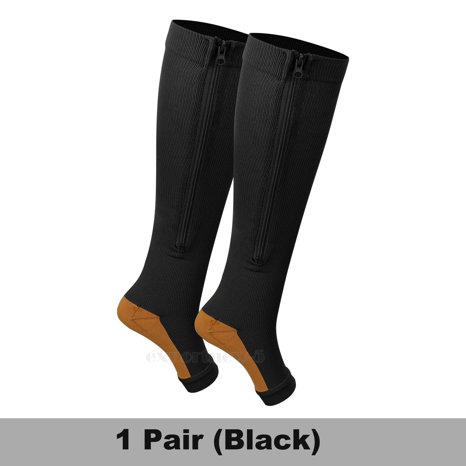 Copper Zipper Compression Socks Leg Support Stockings Zip Up Men Women 20-30mmHg