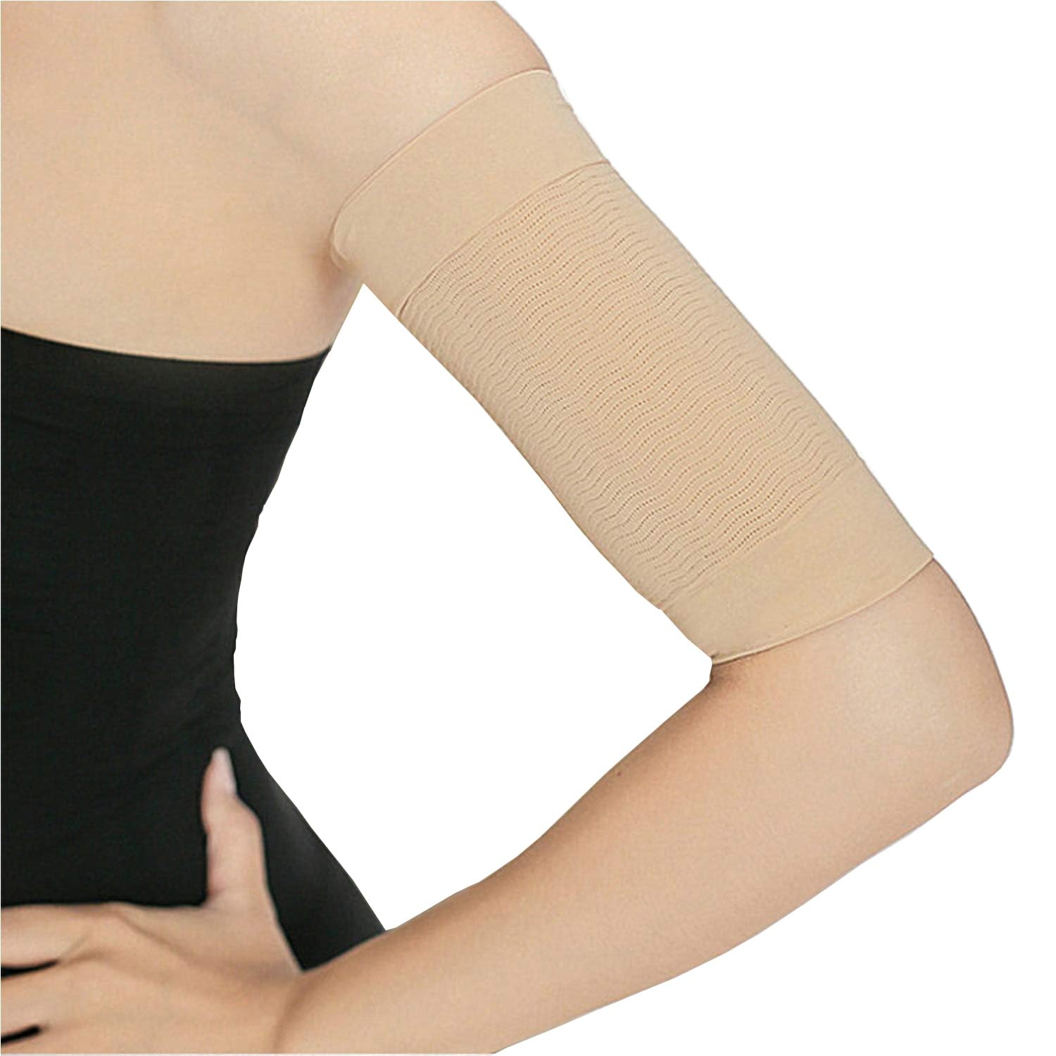Acfun 2 Pair Arm Slimming Shaper Wrap Massager, Compression Sleeve Beige