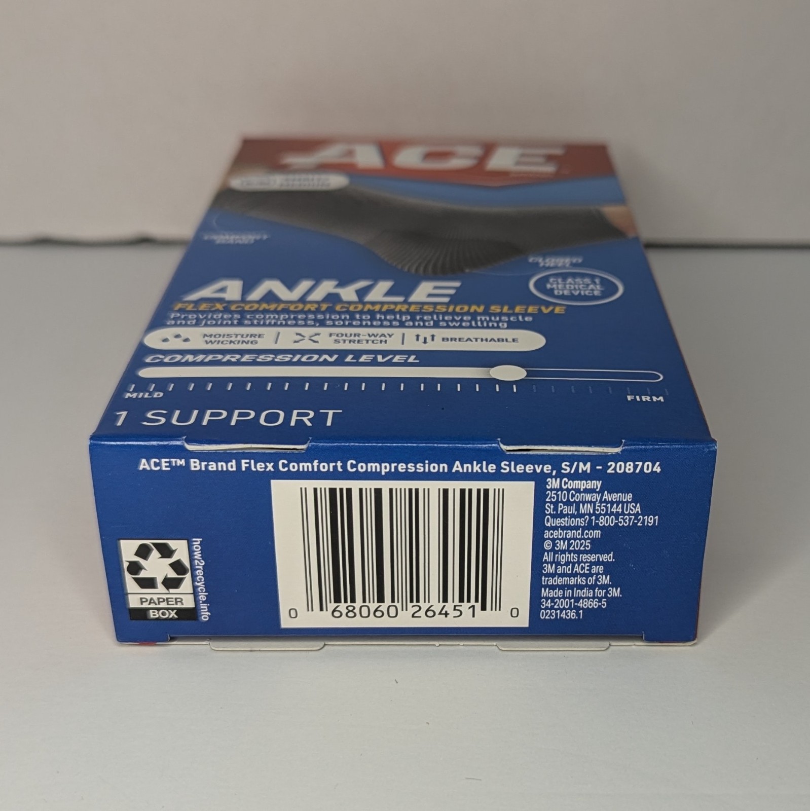 Ace Ankle Flex Comfort Compression Sleeve S/M NEW