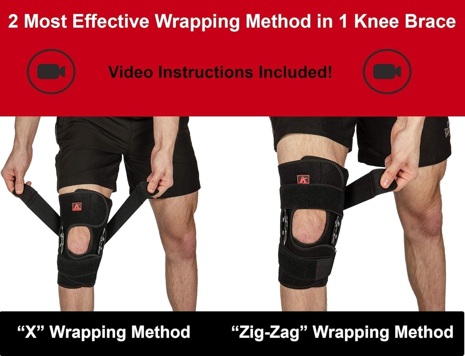 Knee Brace Support with Hinges & Patella Stabilizers