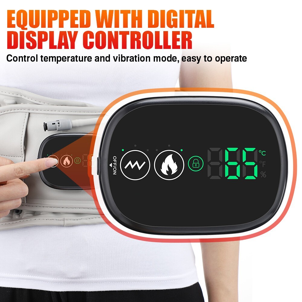 LED Heating Massage Decompression Belt Lumbar Support for Lower Back Pain Relief