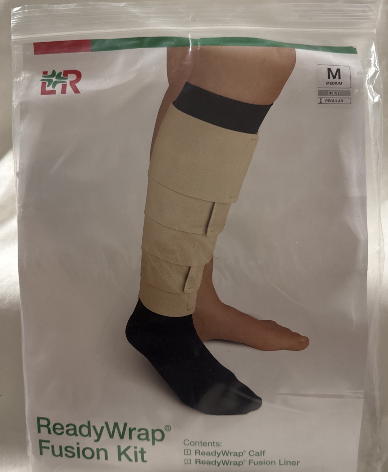 L&R Solaris Ready Wrap Compression Calf Leg Fusion Kit Beige w/One Liner -Medium