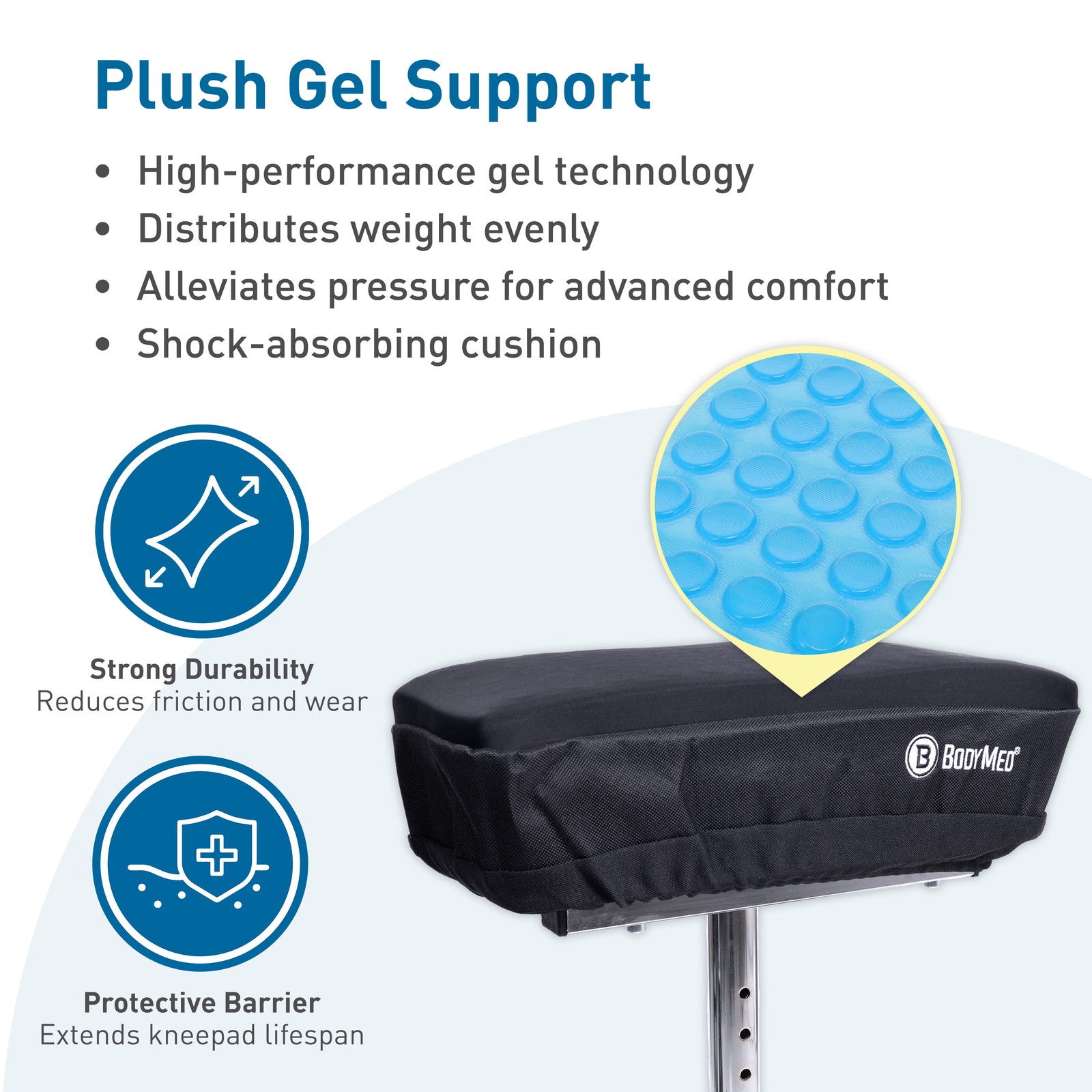 BodyMed Knee Walker Padded Gel Cover, Gel + Memory Foam Cushion, Elastic Fit