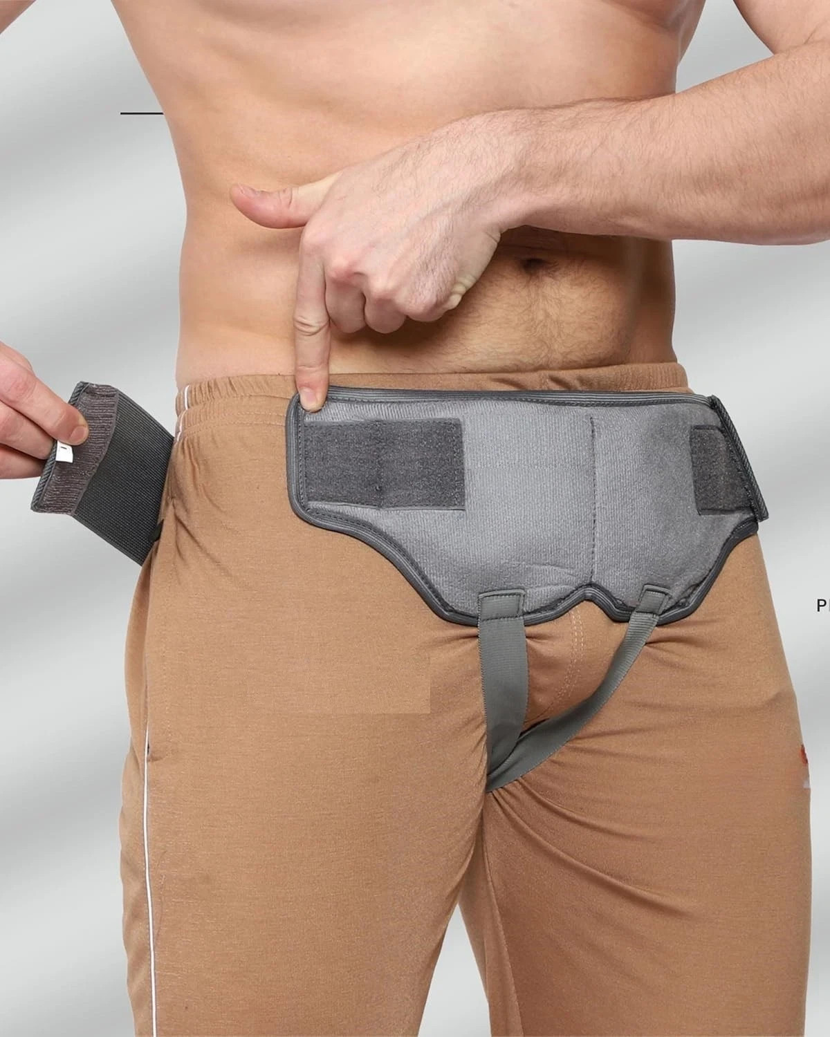 Mens Hernia Support Belt Truss Inguinal with 2 Removable Compression Pads