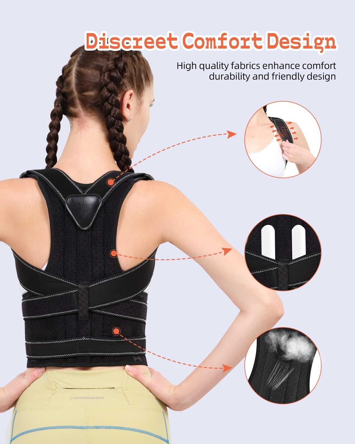 BAREKE Back Brace Posture Corrector Women Pain Relief, Black, Small, black