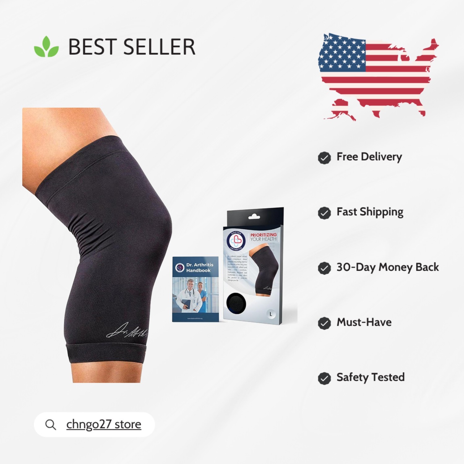 Multi-Sport Knee Compression Sleeve & Guide – Pain Relief for Tendonitis – Large
