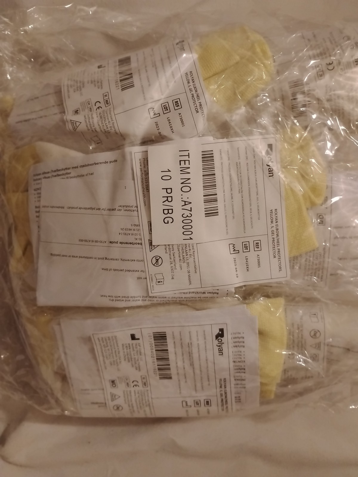 10 Pack Rolyane Elbow Heel Protector Gel Pad Cushion Yellow Size S Small