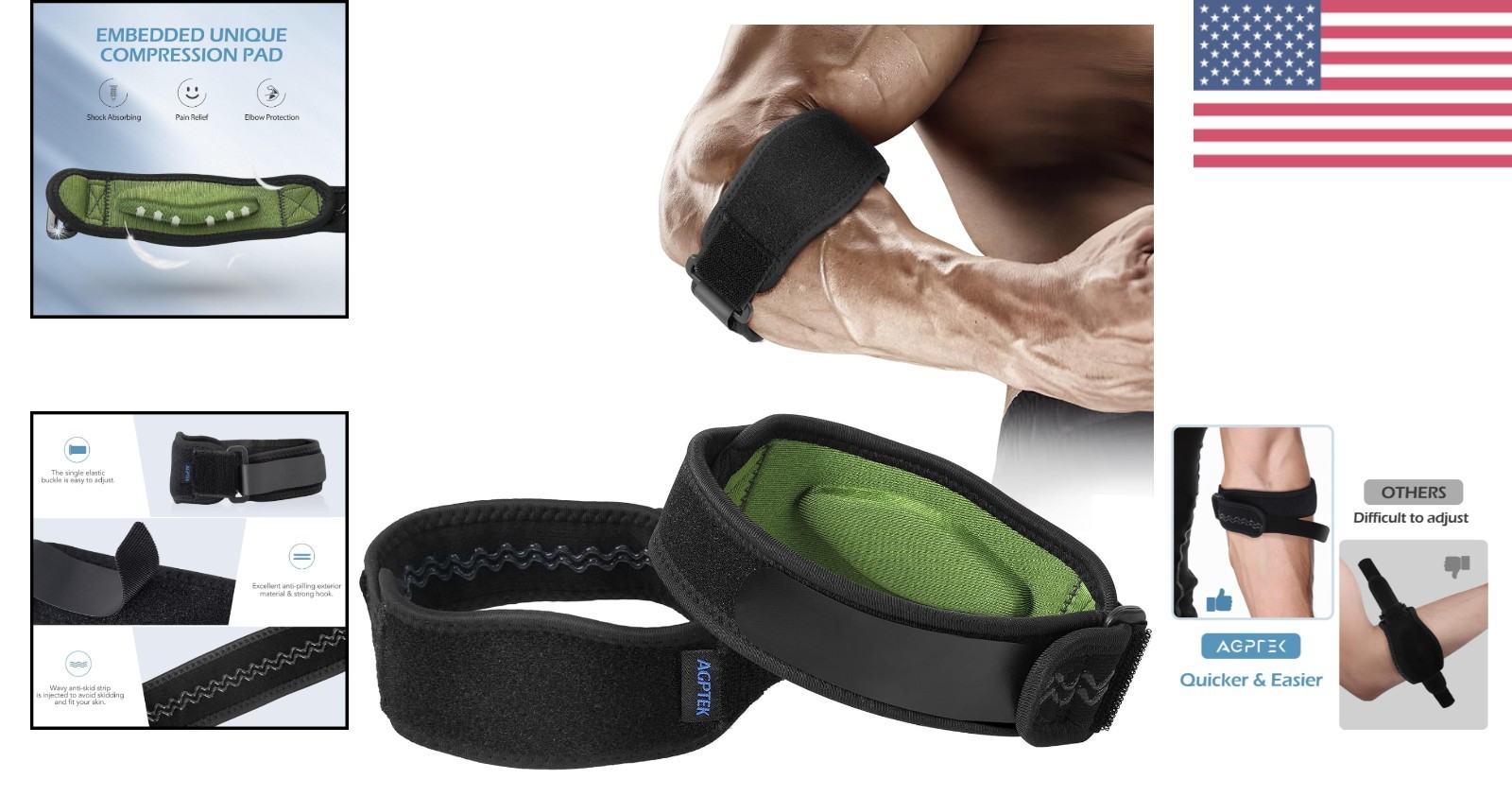 2-Pack Lightweight Elbow Support for Tendonitis & Sports – Unisex Design