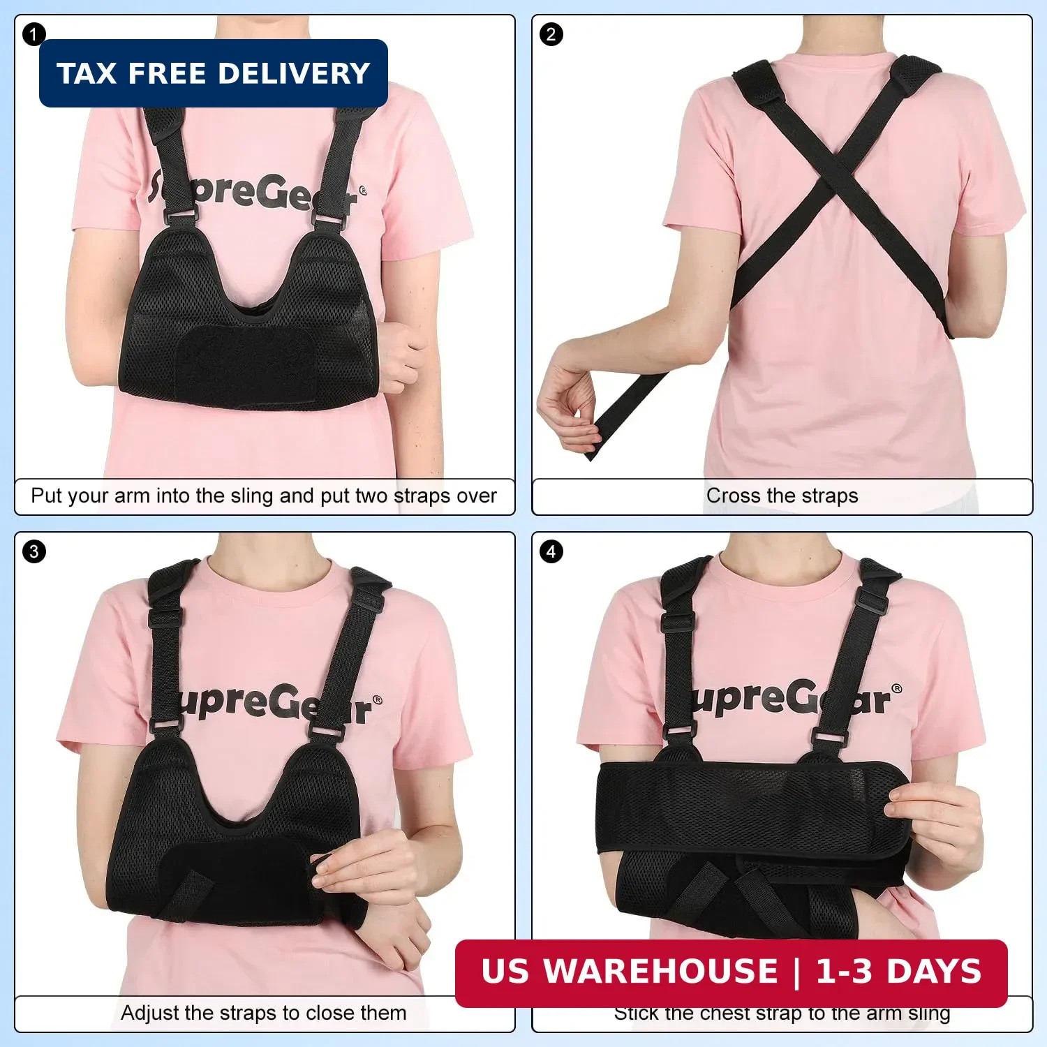 supregear Kids Arm Sling Shoulder Immobilizer, Adjustable Rotator Cuff Brace for