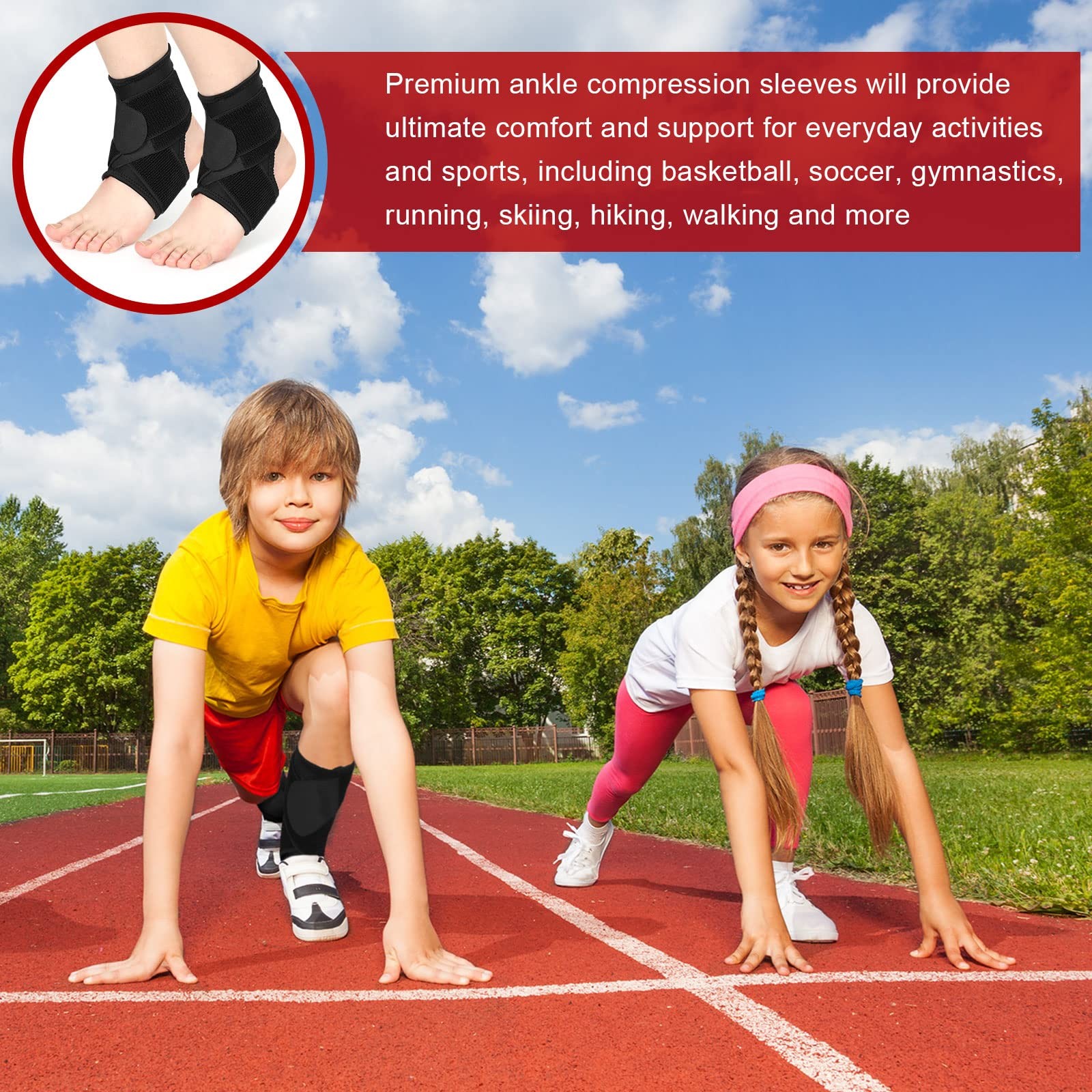 2 Pcs Ankle Brace Kid Ankle Support Youth Neoprene Lace up Compression Sleeve…