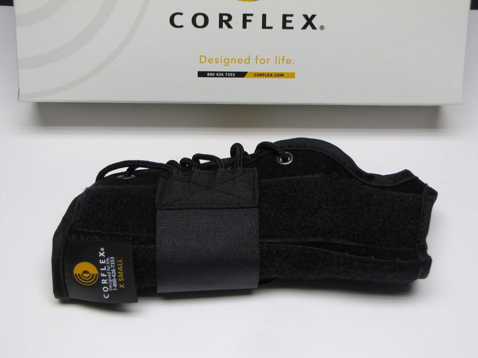 Corflex 8″ Suede Wrist Lacer Splint Brace Support w Thumb Wrap Left X-Small