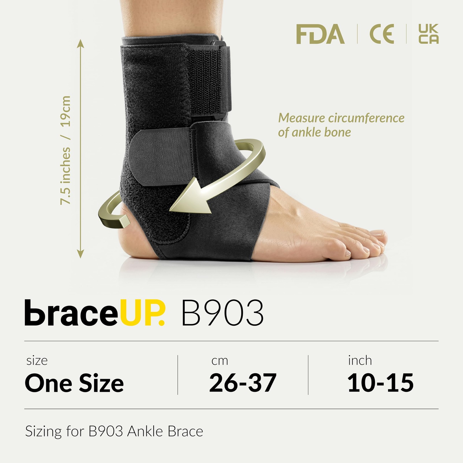 BraceUP Ankle Brace – Relieve Pain, Enhance Stability for One Size, Black