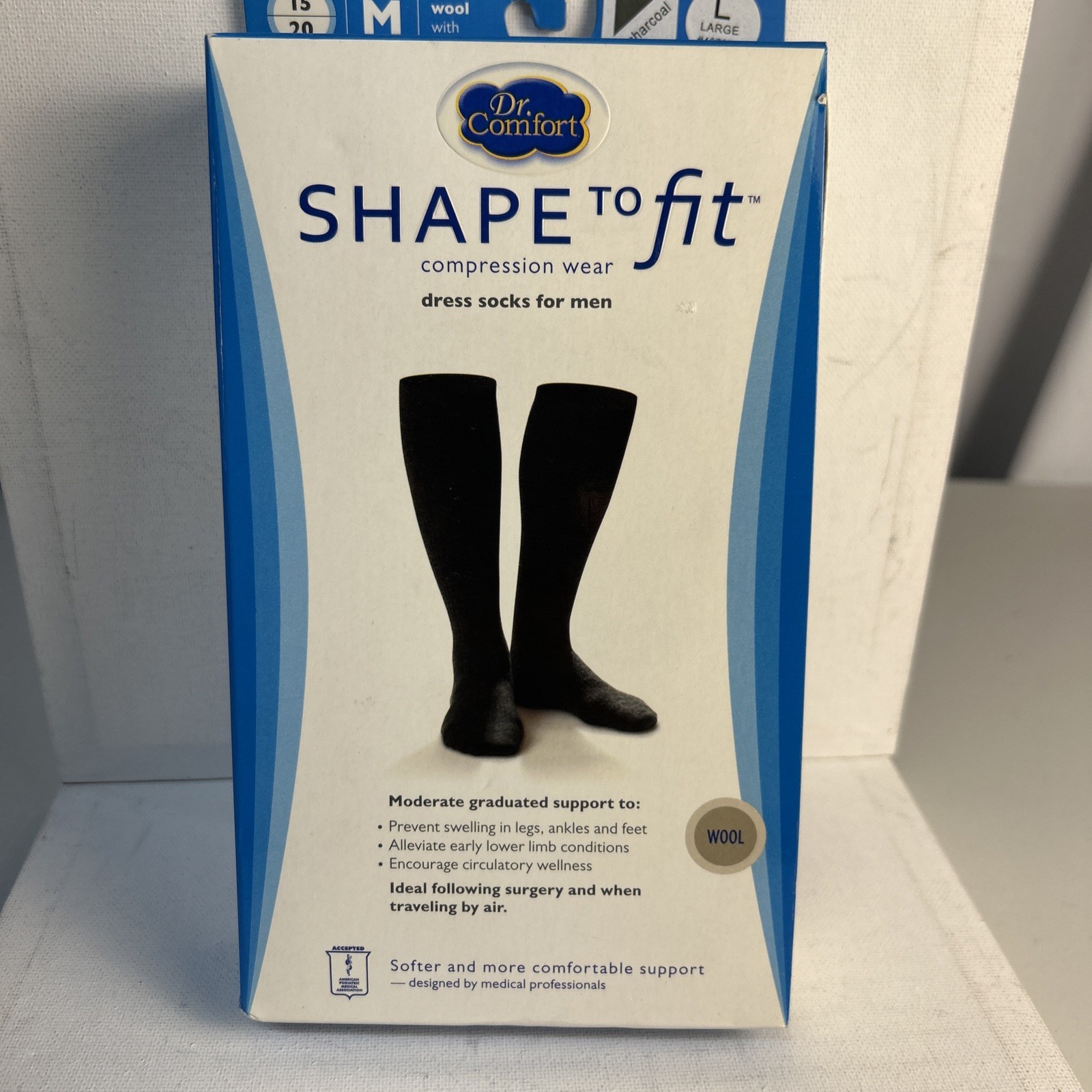 Dr. Comfort Mens 15-20 mmhg Shape to Fit Compression Dress Socks – Large- Black