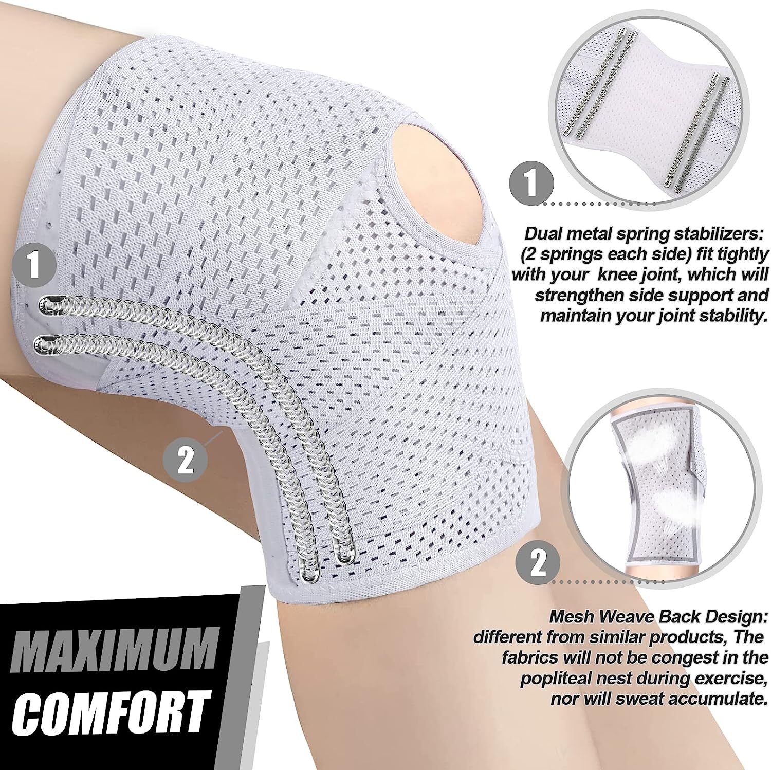 Compression Knee Brace with Side Stabilizers Adjustable Knee Support Pain Relief