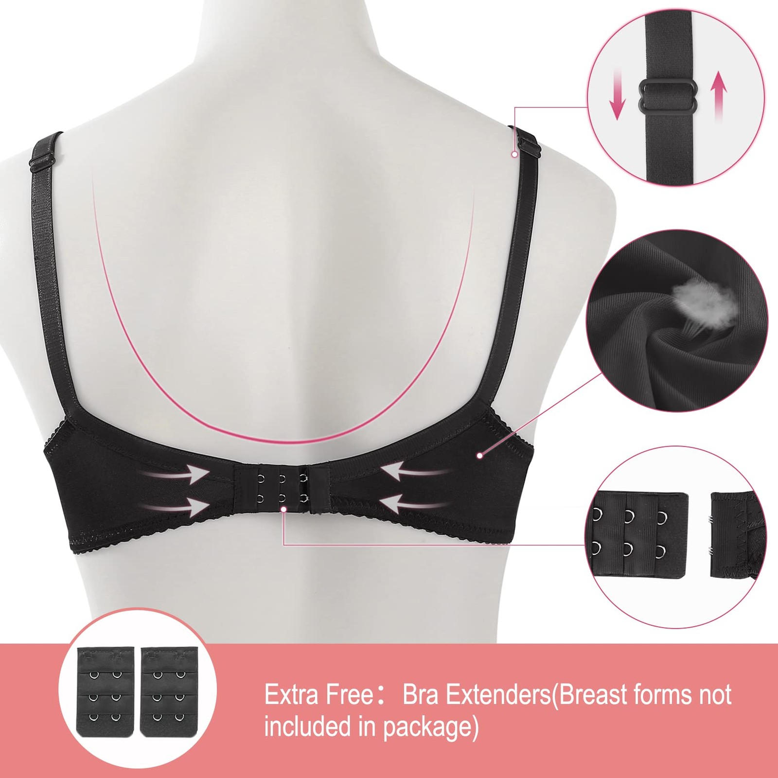 IVITA Mastectomy Bra Post Surgery Pocket Bra for Silicone Breast Forms Fake B…