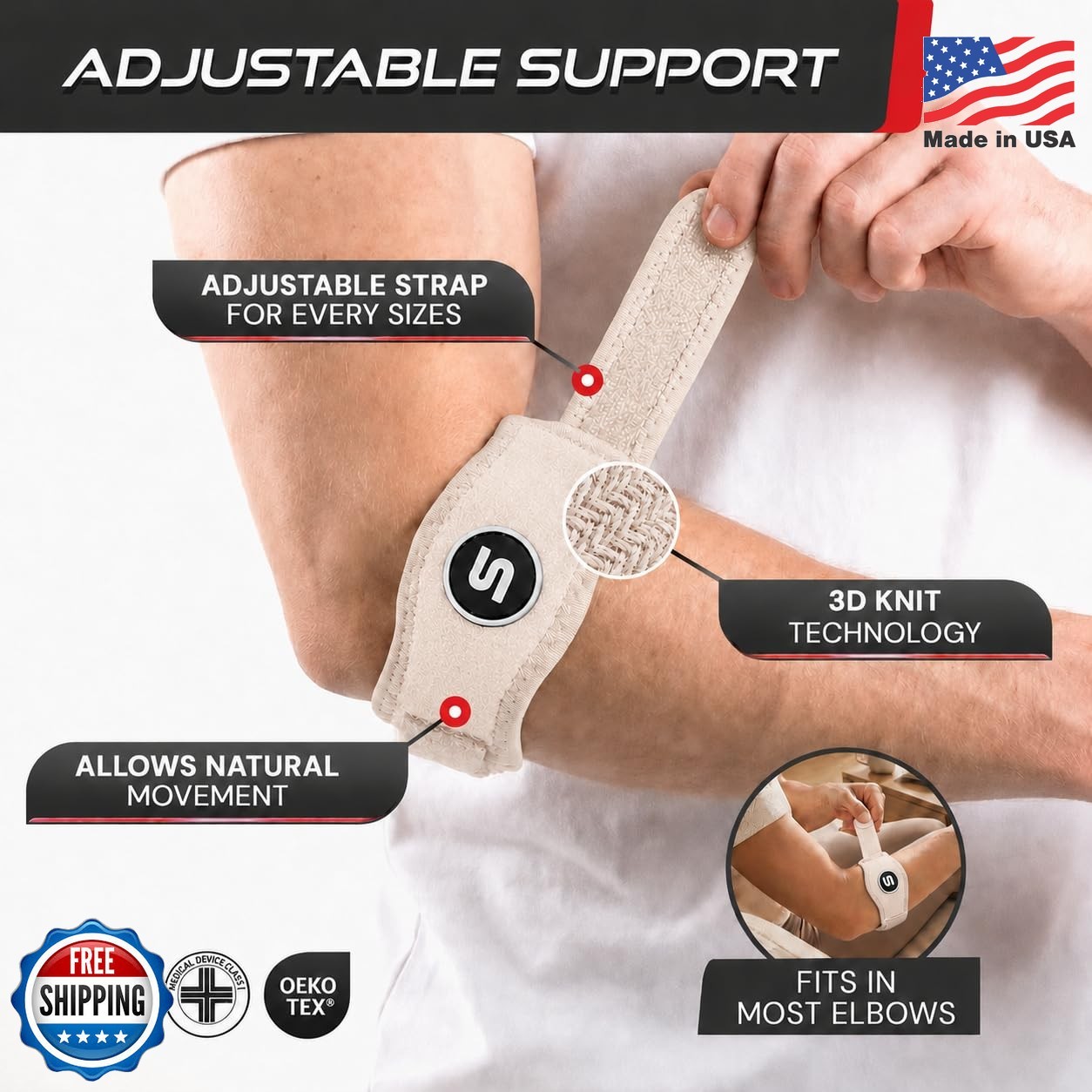 Sleeve Stars Tennis Elbow Brace for Men & Women, Elbow Brace for Tendonitis, Ten