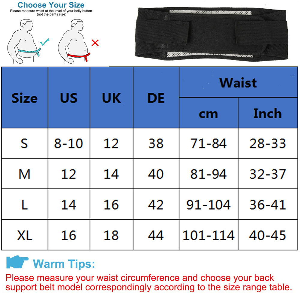 Self Heating Magnetic Back Support Lower Lumbar Brace Waist Belt Pain Relief US
