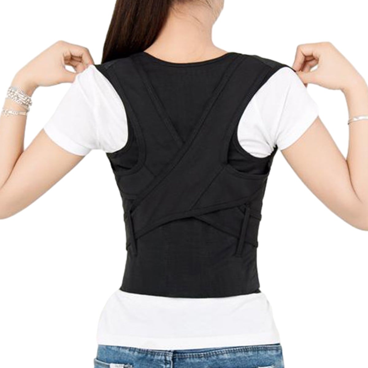 Gearari Upper Back Brace Posture Corrector for Unisex – Black