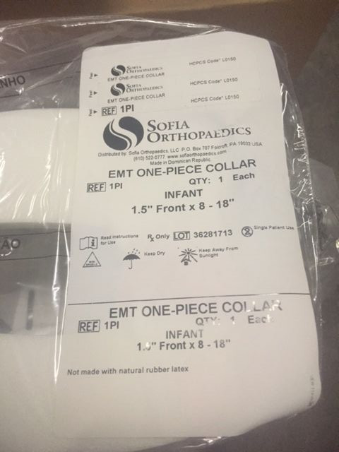 (Box of 28) Sofia Orthopaedics EMT ONE-PIECE COLLAREMT INFANT 1PI