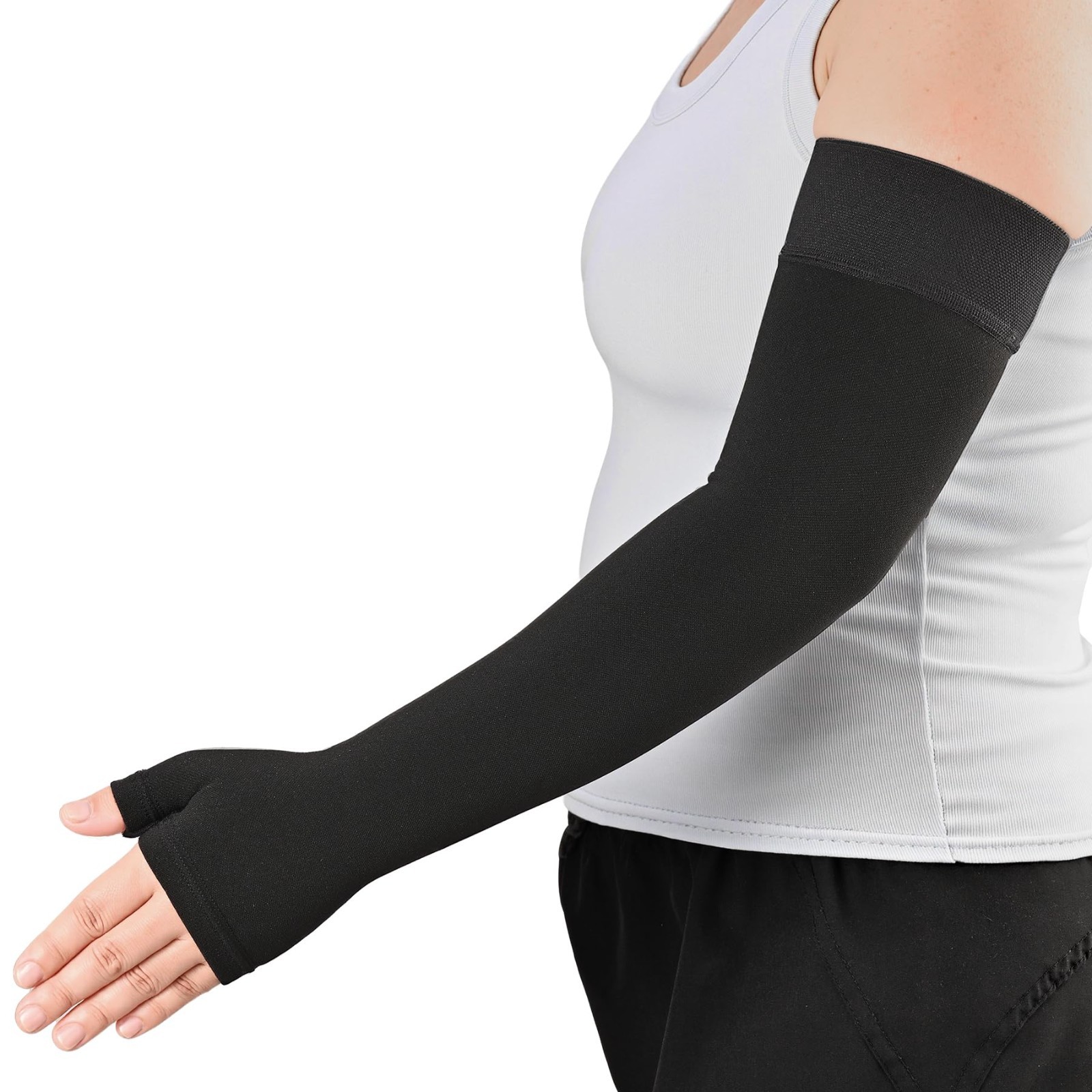 Lymphedema Compression Arm Sleeve & Gauntlet, 15-20 mmHg Support for Edema, Arth