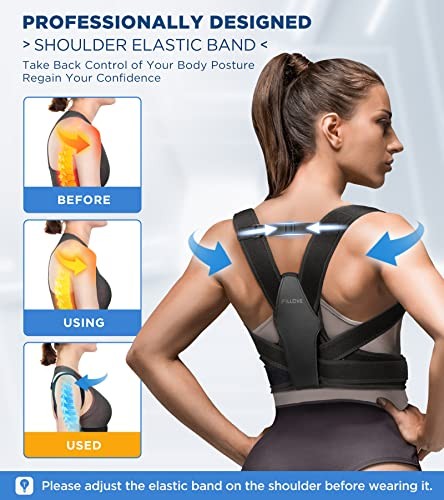FILLOVE Posture Corrector with Magnetic Therapy Back Support S/M – Black
