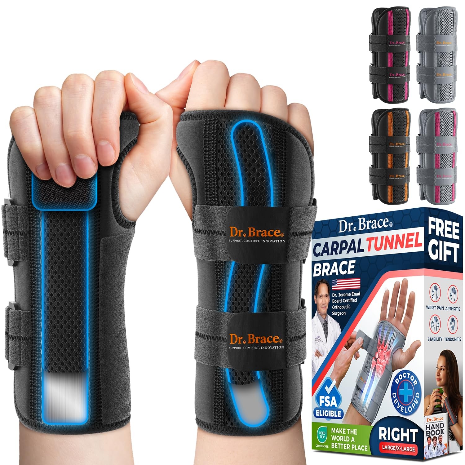 Adjustable Wrist Brace Night for Carpal Tunnel, Doctor Developed, Upgraded wi…