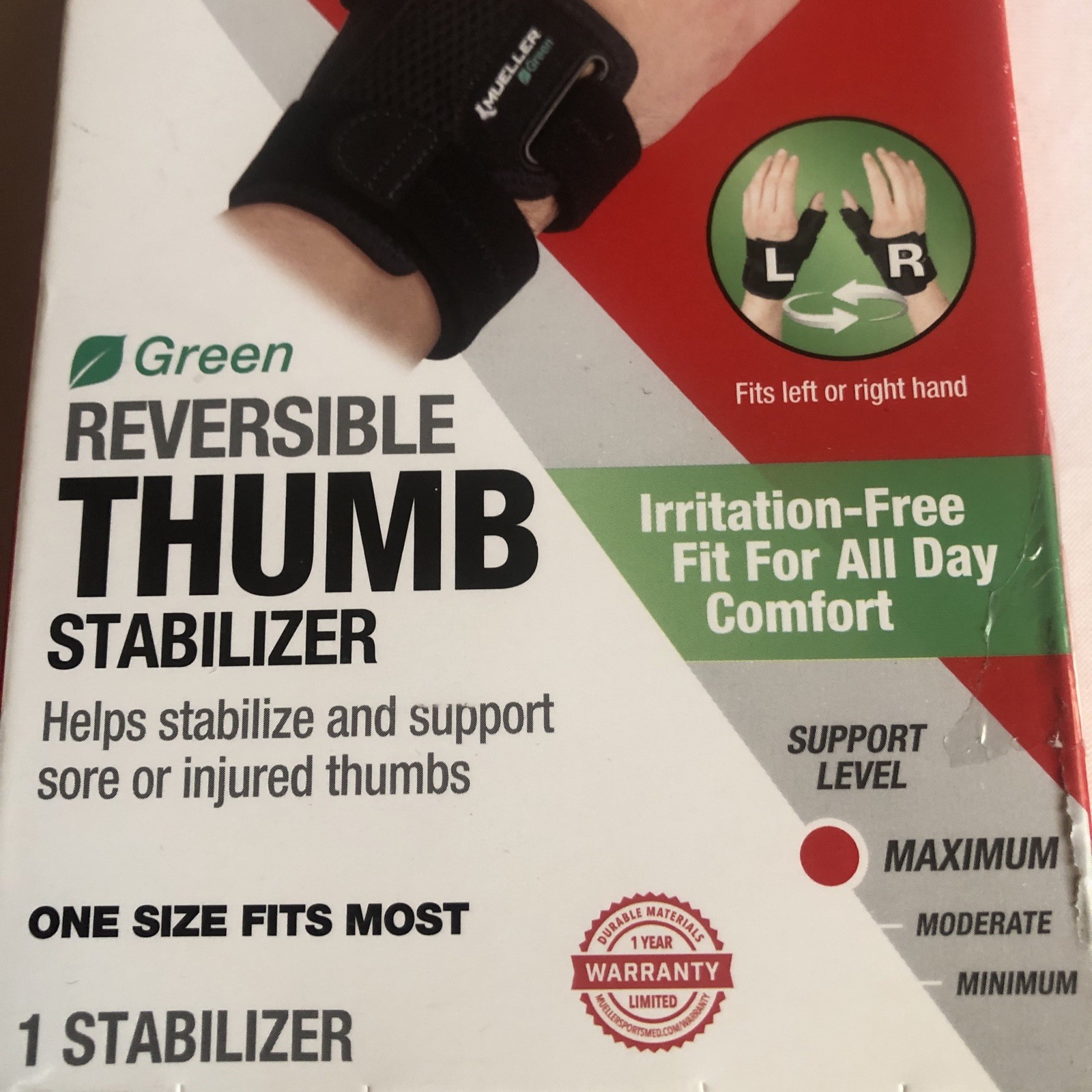 MUELLER Sports Medicine REVERSIBLE THUMB STABILIZER Black