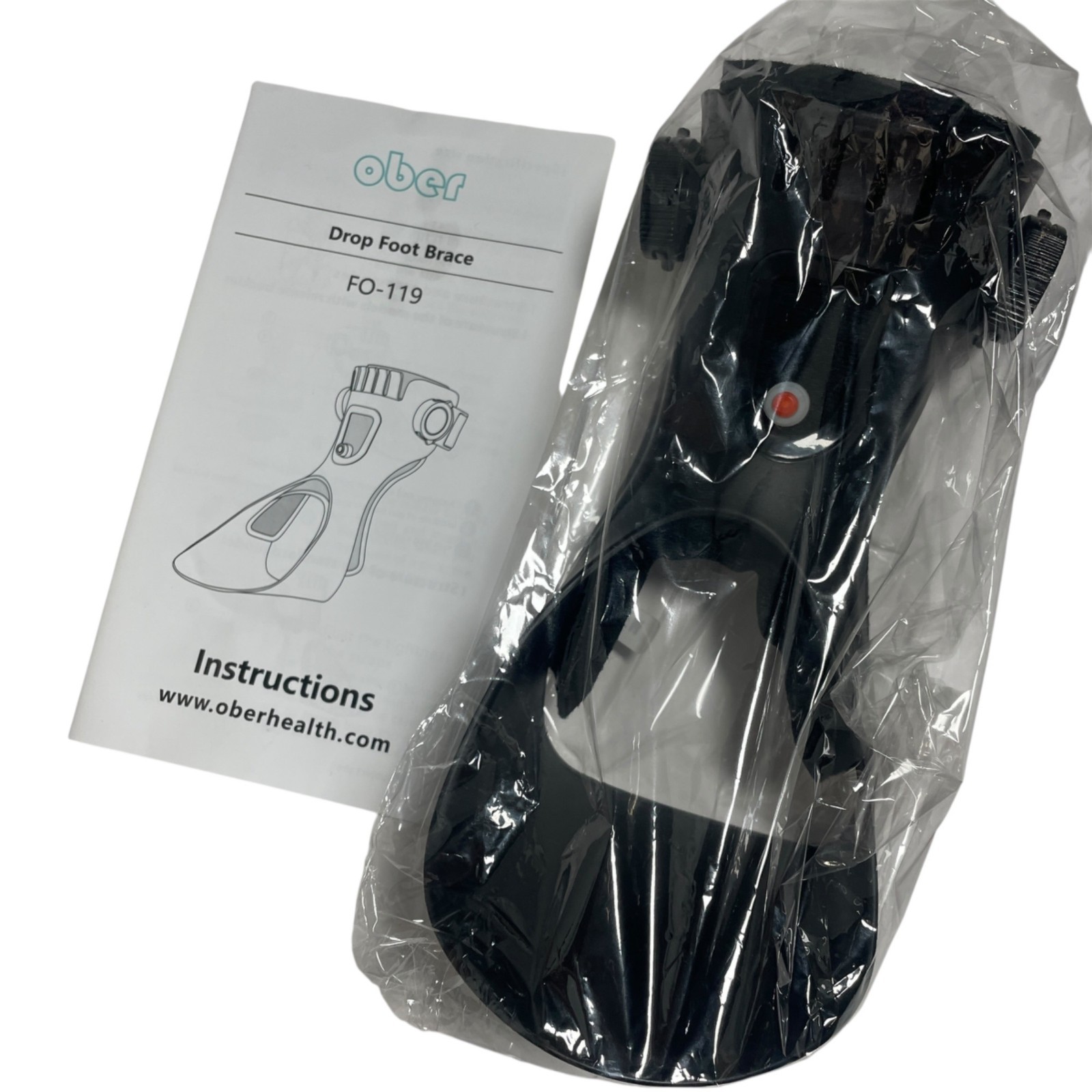 Ober FO-119 Drop Foot Brace Adjustable Black Lightweight Design