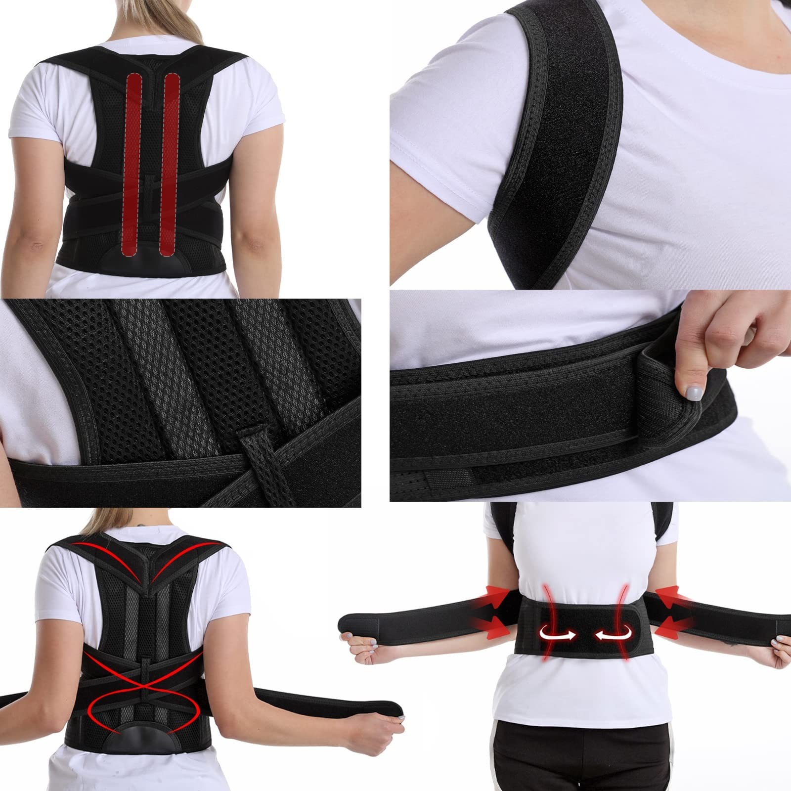 WONFAST Back Brace Posture Corrector, Adjustable New 5X-Large/54-58″