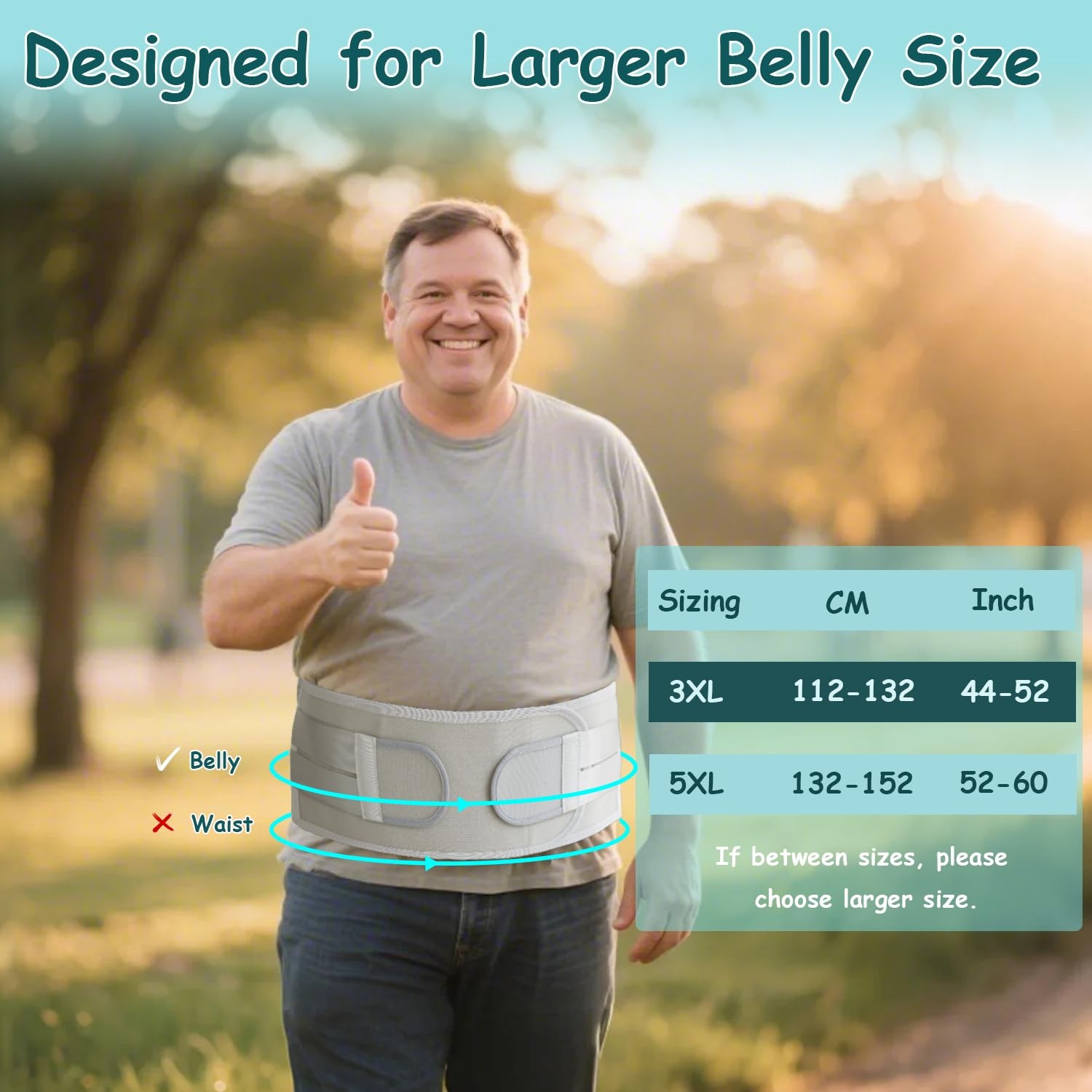 King Mills Plus Size Back Brace for Lower Back Pain, Belly: 52″-60″