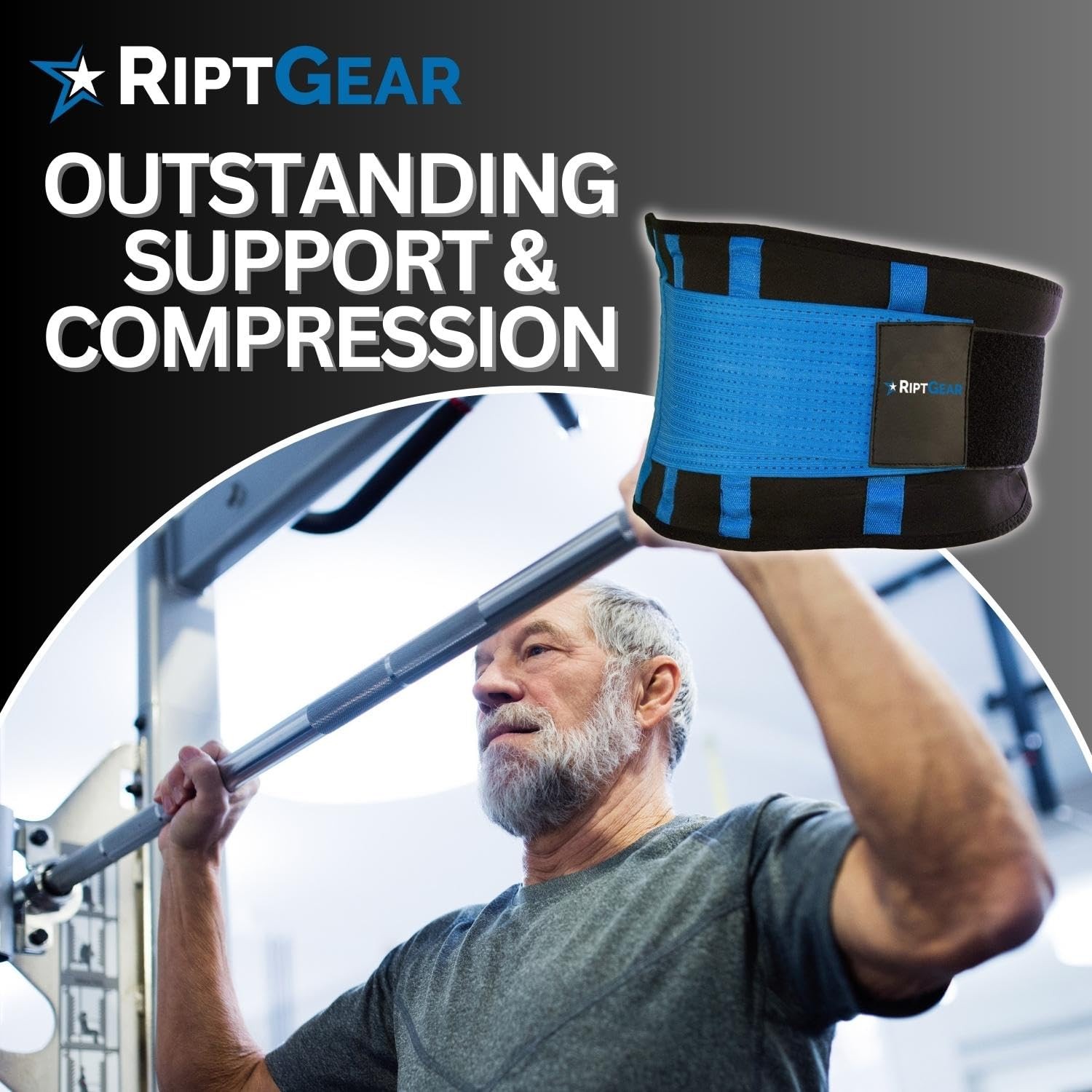 RiptGear Back Brace for Lower Pain Relief – Medium (Pack of 1), Blue