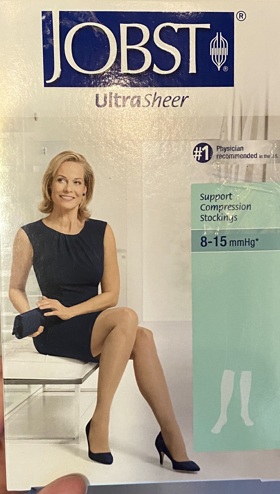 JOBST UltraSheer Knee High Compression Stockings Closed Toe Black 8-15mmHG