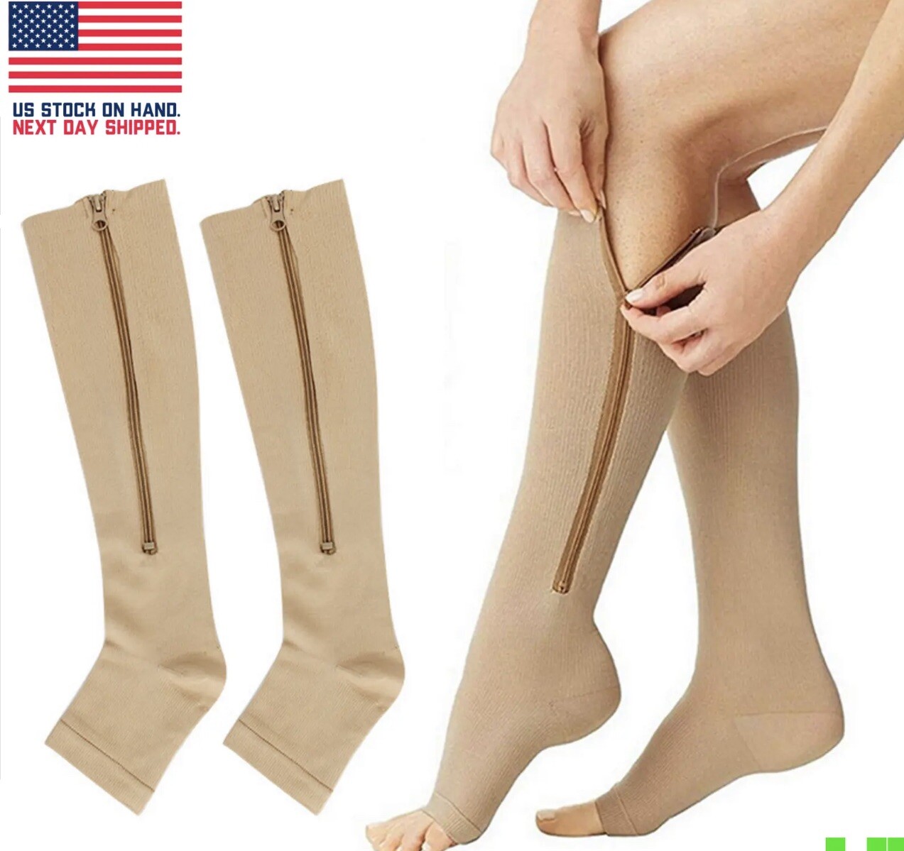 New Compression Socks OPEN TOE Knee High Leg Support Stockings (S-XXL)