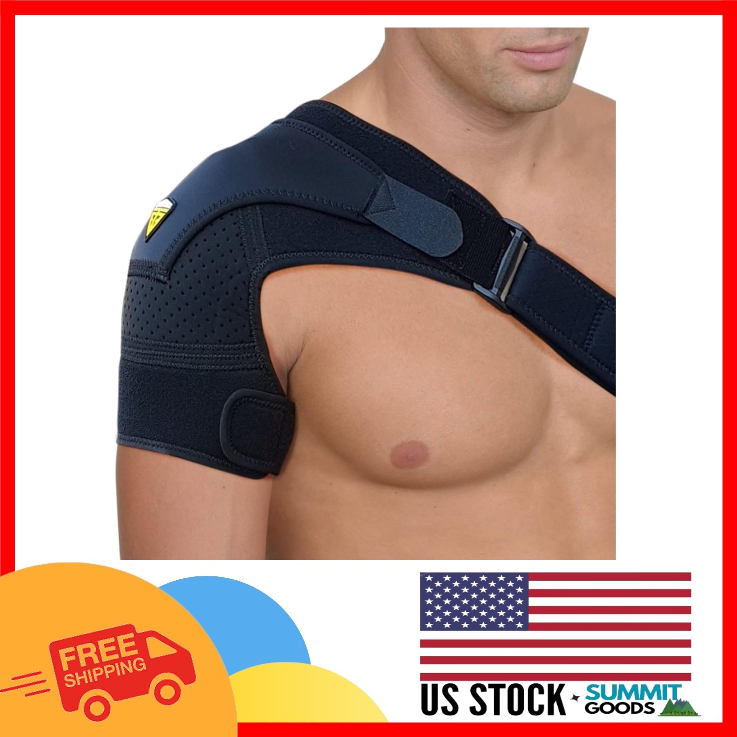Adjustable Shoulder Support Brace for Rotator Cuff Pain Relief – Black