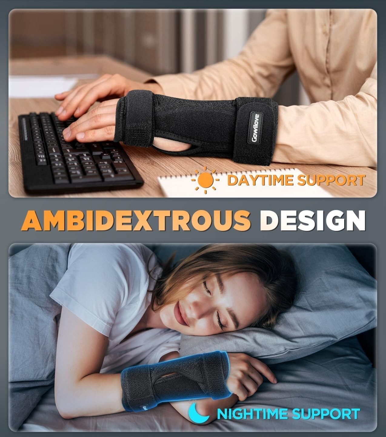 Wrist Brace for Carpal Tunnel Left Hand Black