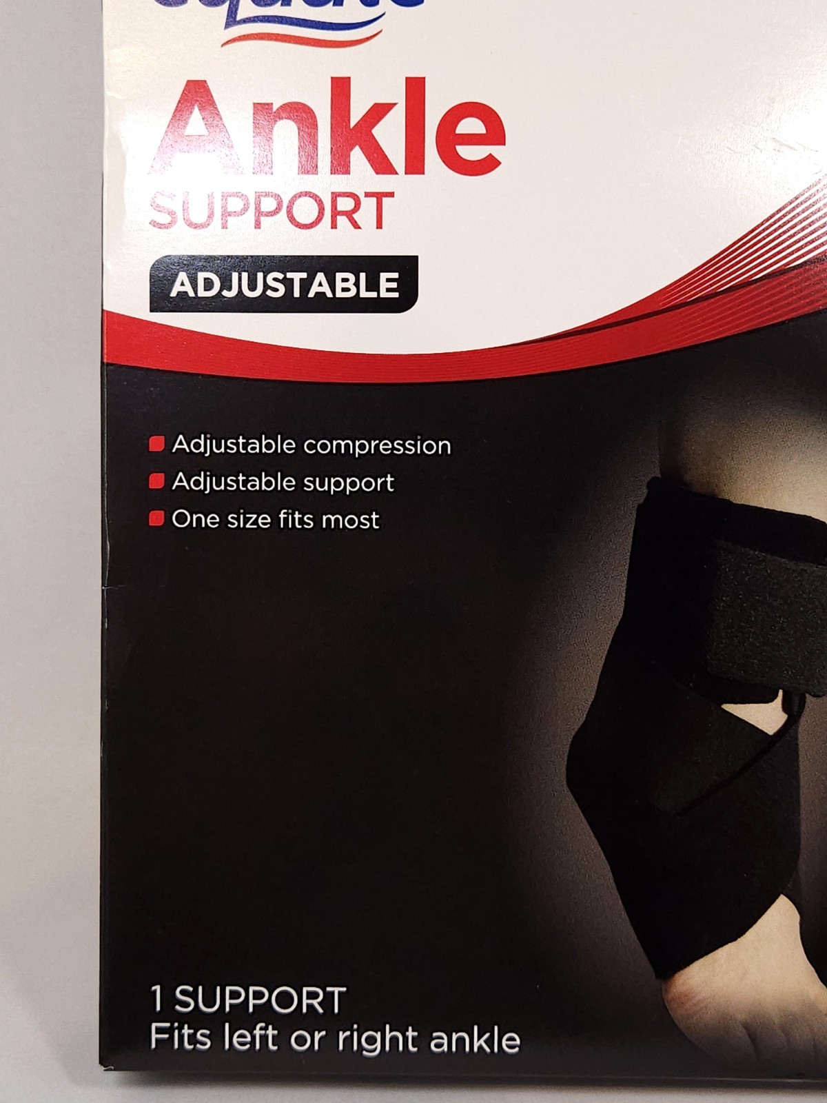 Equate Adjustable Ankle Support Brace One Size Fits Most Left/Right Black