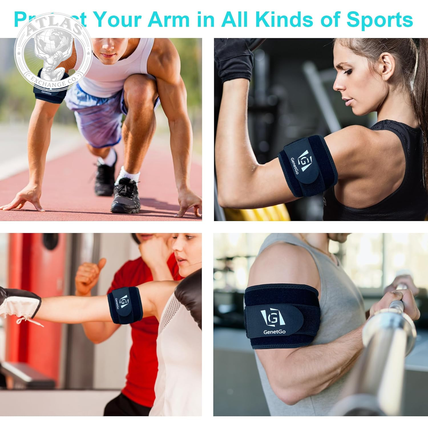 Genetgo Bicep & Tricep Tendonitis Brace Compression Sleeve – Pain Relief for Bic