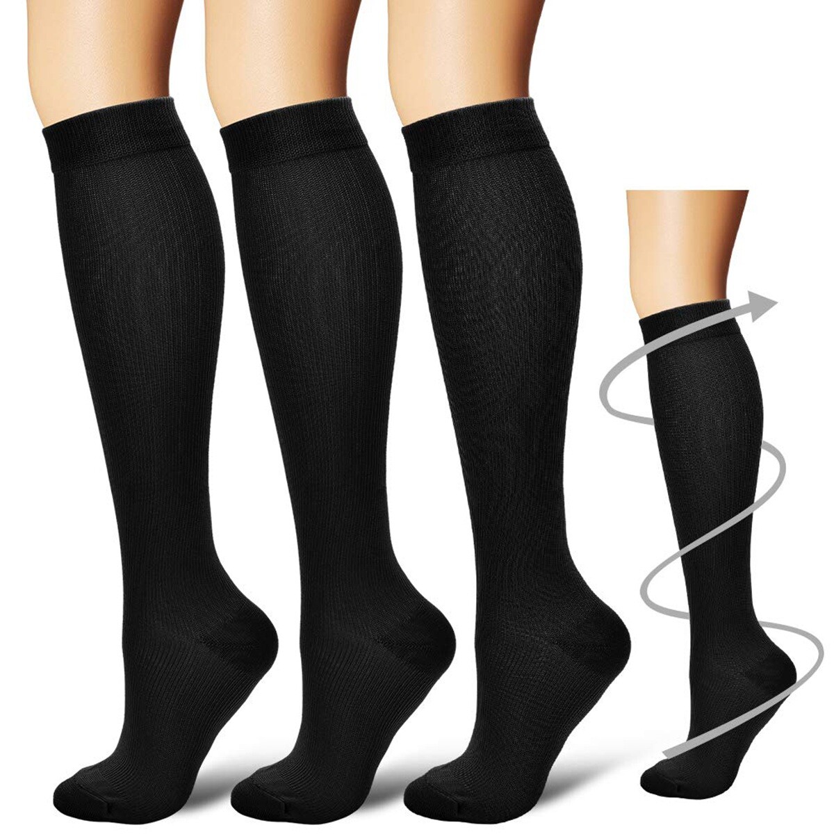 Wide Calf Compression Socks for Men 15-20mmHg Diabetic Socks S-XXXL Plus Size