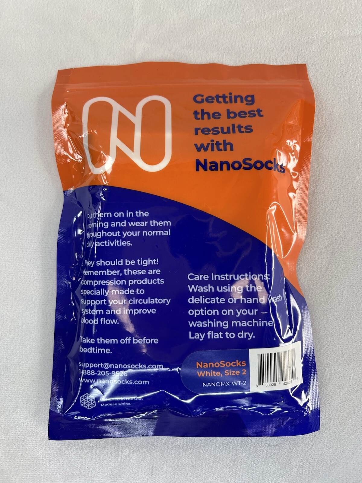 Nanosocks 3D Nano-Weave Technology Nanomx-WT-2 White Size 2/Medium