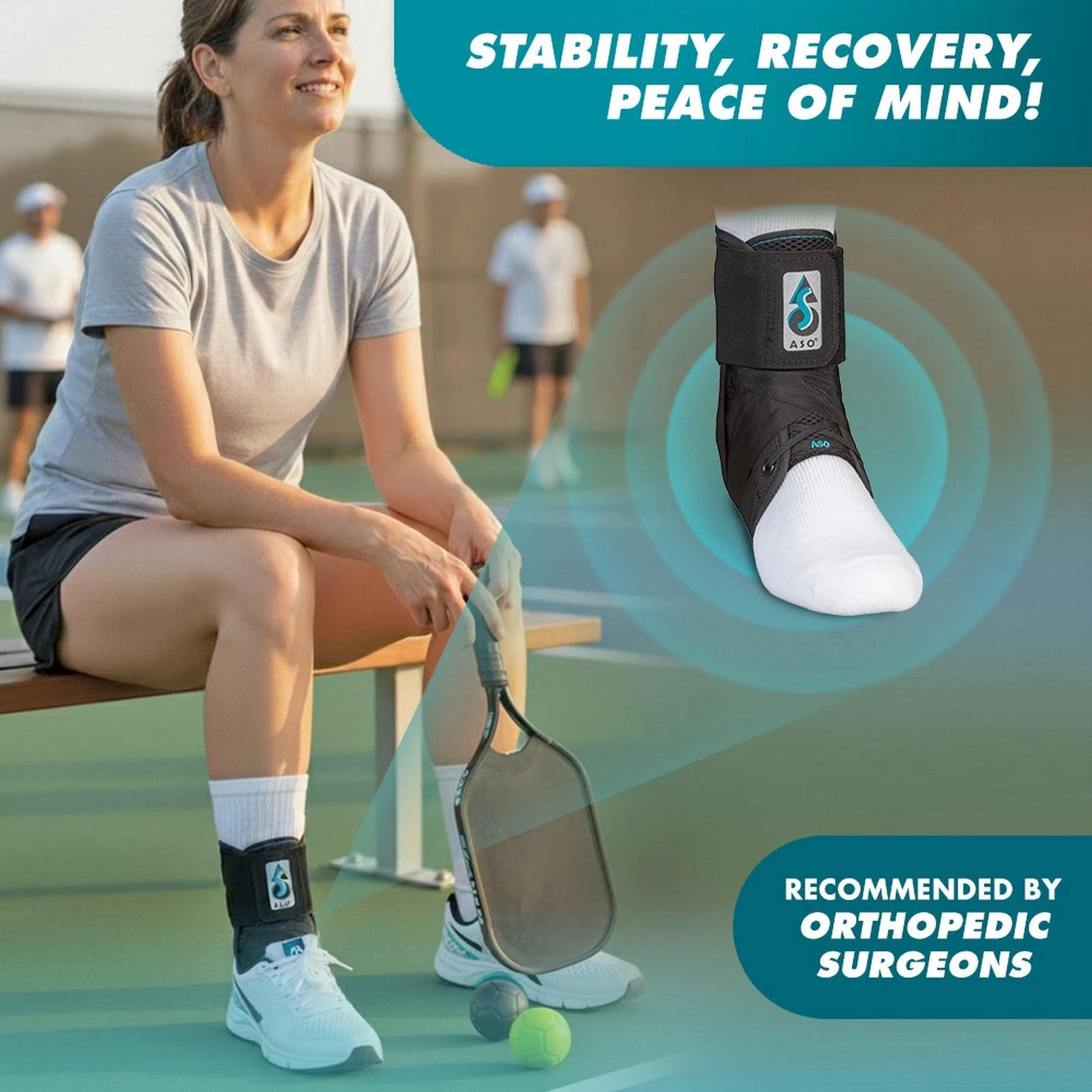 Med Spec ASO Ankle Stabilizer (Medium, Black) – Ankle Brace for Sprained Ankle