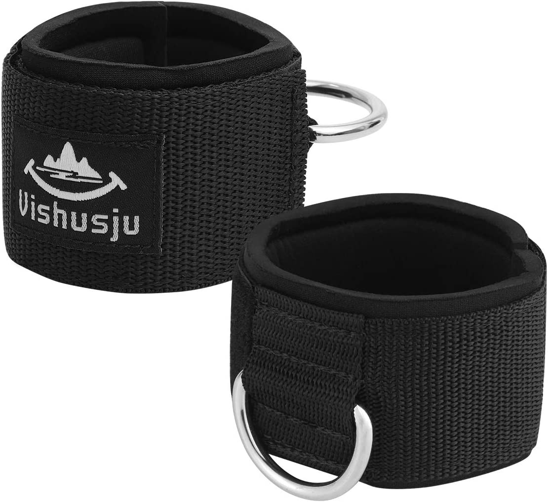 Ankle Wrist Cuffs Neoprene Padded Straps D-Ring Glute Kickback for Cable Machine