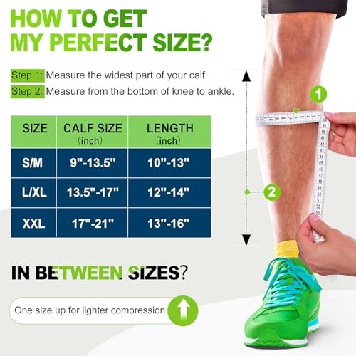 Compression Calf Sleeves (20-30mmHg) for Men L/XL (see Size Chart) Solid White