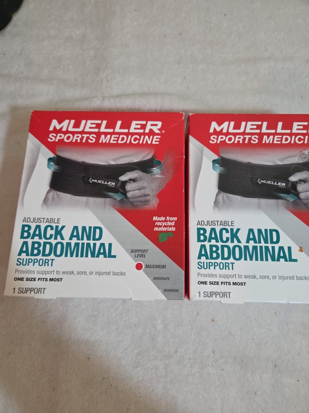 2 Mueller Sports Medicine Adjustable Back Brace Size Fits Most Maximum Support